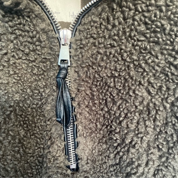 Abercrombie & Fitch Cozy Sherpa Half-Zip Olive Green Sweatshirt Jacket Size L - Picture 3 of 6